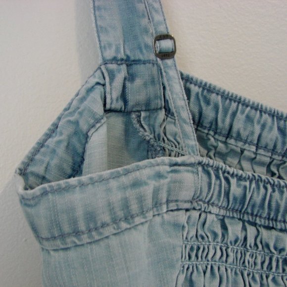 Ambercrombie & Fitch Shorts Romper Smock Top Ruched Blue Chambray Boho Small - Picture 10 of 14